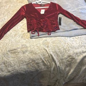 Almost Famous red velvet crop top